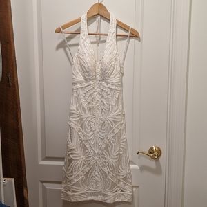 Sue Wong Embroidered White Halter Dress - Size 0